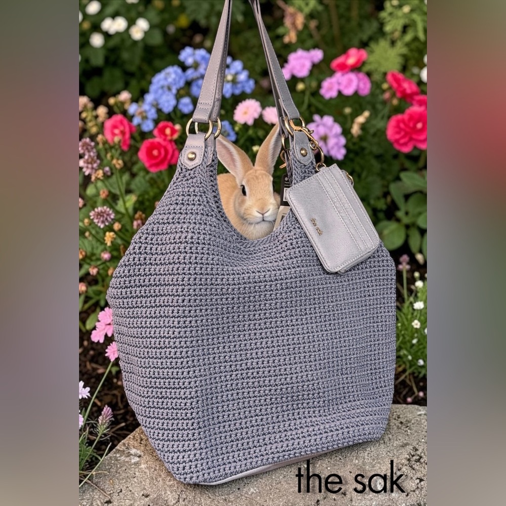 The SAK Roma Shopper In Crochet, Double Shoulder Straps, Maritime Blue NWT!